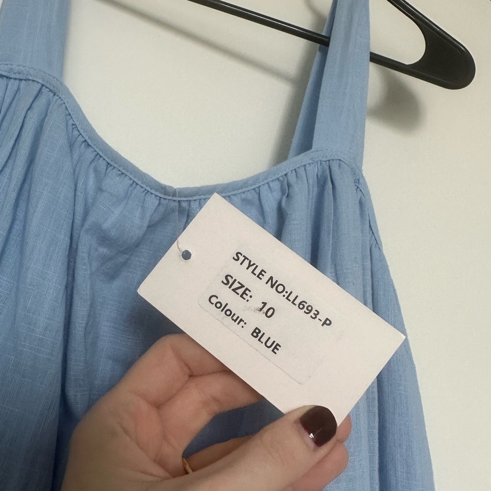 LORNA LUXE BLUE 'PADIERNA' GRADUATED HEM TRAPEZE DRESS -  High Low Dress - Picture 11 of 13